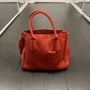 Authentic Long Champ Red leather grained bag